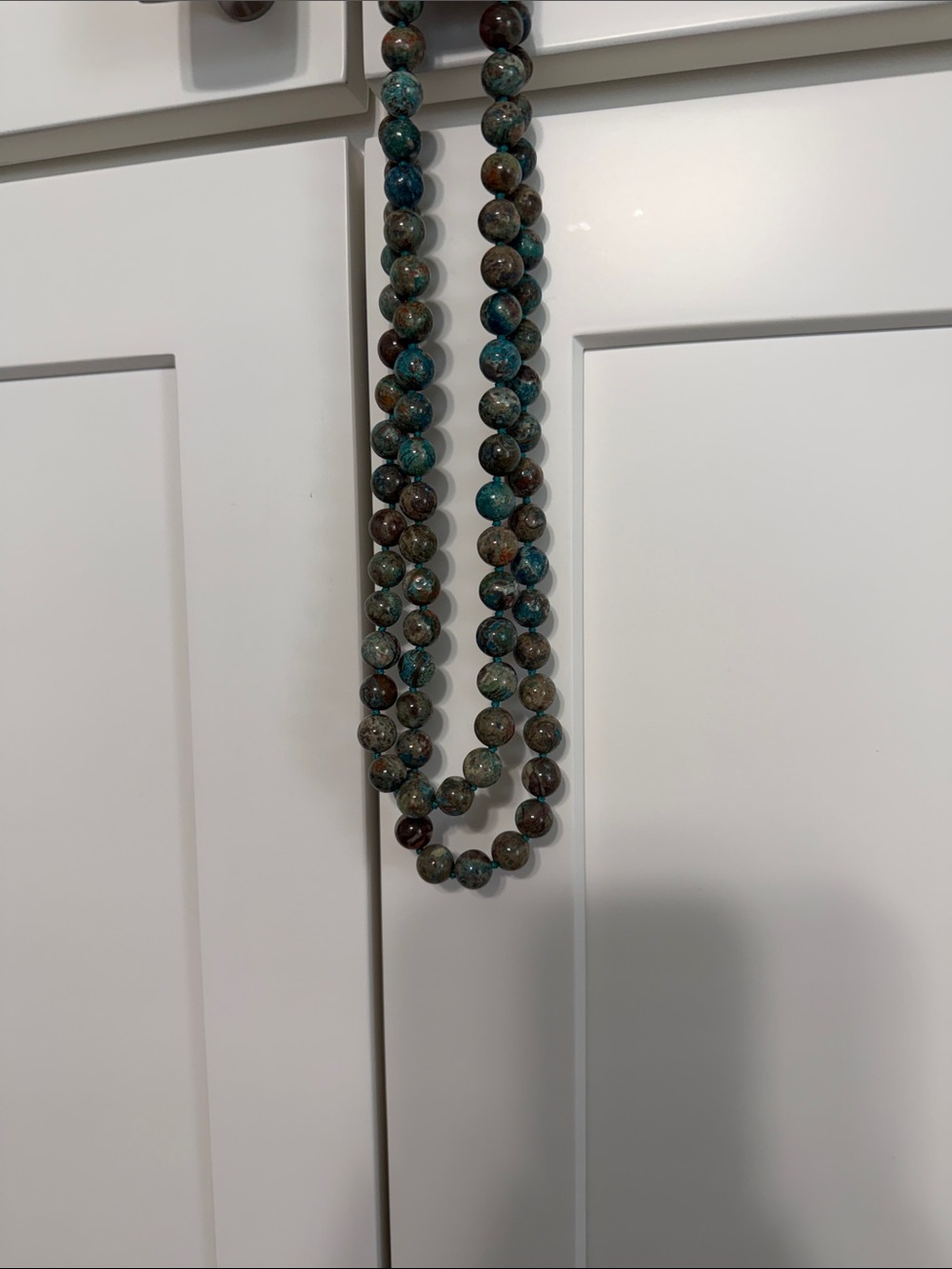 Jasper Beaded Strand Necklace in Blue-Green and Brown